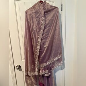 Kalki Lavender Tissue Saree Embroidered